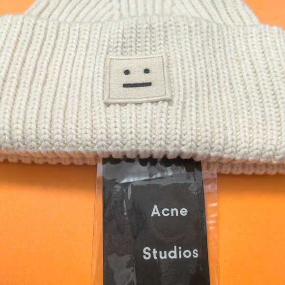 Acne Studios Pansy N Face White Wool Beanie - Picture 4 of 5